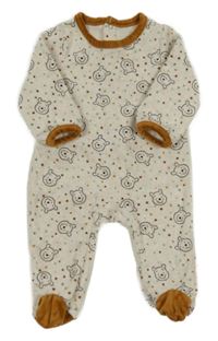 Béžový puntíkatý sametový overal s Medvídkem Pú 