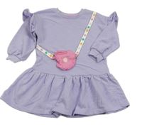 Lila teplákové šaty s květem a volánky Matalan