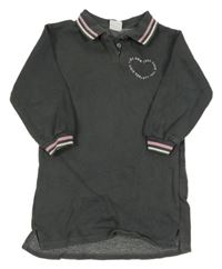 Antracitové teplákové šaty se srdíčkem a límečkem Zara