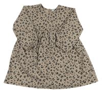 Béžovo-černé melírované úpletové šaty s leopardím vzorem Primark