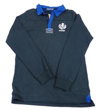 Tmavomodré mikinotriko s límečkem a výšivkou