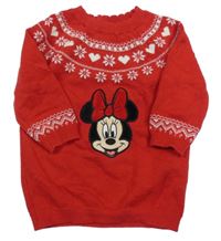 Červeno-bílý vzorovaný svetr s Minnie Primark