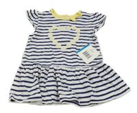 Nové - Tmavomodro-bílá pruhovaná šatová tunika se srdcem 