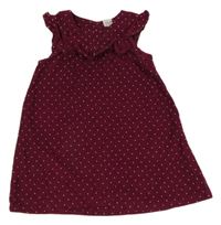 Vínové puntíkaté manšestrové šaty H&M