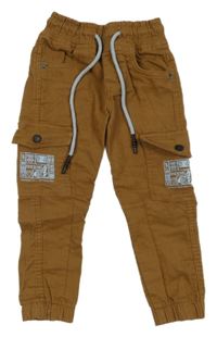Hnědé plátěné cargo cuff kalhoty 
