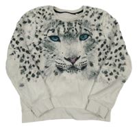 Bílo-šedá plyšová mikina s leopardem C&A