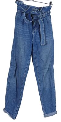 Dámské svělemodré paperbag rifle s páskem Denim
