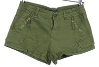 Dámské khaki plátěné kraťasy Bershka 