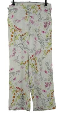 Dámské bílé květované volné kalhoty zn. M&S