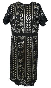 Dámské černo-smetanové krajkové midi šaty Simply Be 