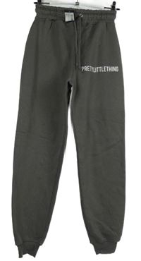 Nové - Dámské šedé cuff tepláky s logem PrettyLittle Thing