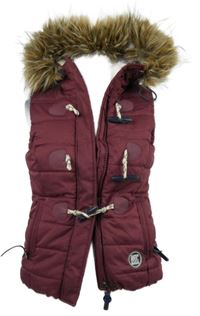 Dámská vínová šusťáková zateplená vesta s kapucí Superdry 