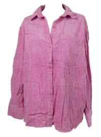 Dámská růžová sametovo/manšestrová košilová bunda H&M