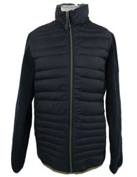 Pánská tmavomodrá šusťáková zateplená bunda s pletenými rukávy Jack & Jones 