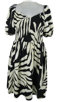 Dámské černo-béžové vzorovavané žabičkové šaty H&M