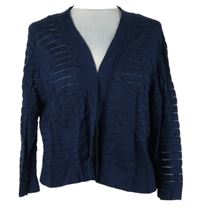 Dámský tmavomodrý pruhovaný svetrový cardigán TU 