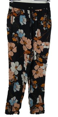 Dámské černé květované volné kahoty F&F