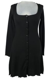 Dámské černé žebrované propínací šaty H&M