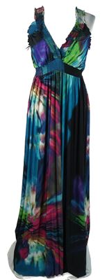 Nové - Dámské barevné vzorované maxi šaty AX 