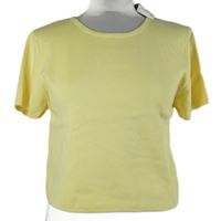 Nové - Dámské žluté pletené crop tričko Primark 