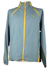Pánská šedo-žlutá šusťáková sportovní bunda s logem Puma 