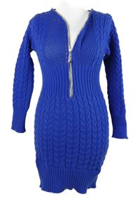 Dámské safírové svetrové šaty 