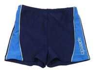 Tmavomodro-modré nohavičkové plavky s logem Speedo