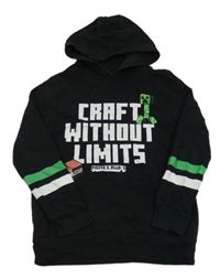 Černá mikina s nápisem, Minecraft a kapucí 