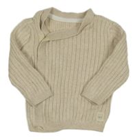 Béžový žebrovaný propínací svetr Mothercare