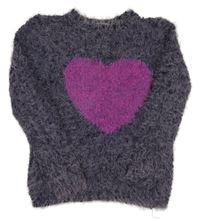 Fialový chlupatý svetr se srdíčkem George 