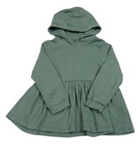 Khaki žebrovaná tunika s kapucí Nutmeg