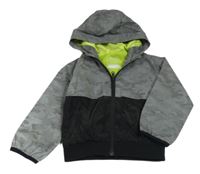 Šedo-černá army šusťáková jarní bunda s kapucí Primark