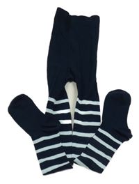 Tmavomodré pruhované punčocháče Alive