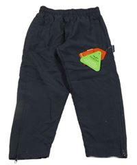 Nové - Tmavomodré šusťákové pošité kalhoty 