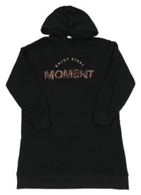 Černá šatová mikina s třpytivým nápisem a kapucí Mango