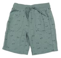 Khaki teplákové kraťasy se skateboardem Topolino