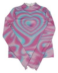 Fialovo-modro-barevné triko se srdcem H&M