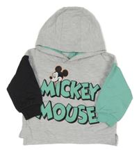 Šedo-mátová mikina s Mickeym a kapucí 