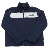 Tmavomodro-bílá sportovní propínací mikina s logem Puma