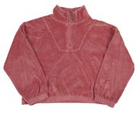 Růžová plyšová crop mikina se stojáčkem Dunnes stores
