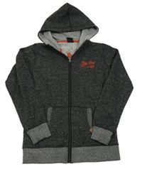 Černá melírovaná propínací mikina s nápisem a kapucí Chapter young