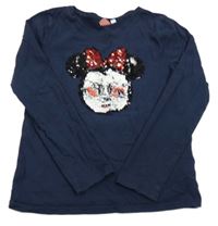 Tmavomodré triko s překlápěcími flitry Disney