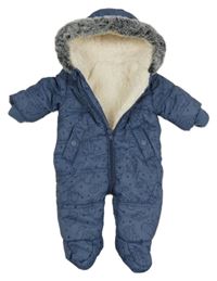 Modrošedá šusťáková zimní kombinéza s Dumbem a kapucí George