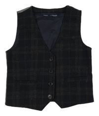 Černo-šedá kostkovaná společenská vesta Next