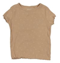 Broskvové žebrované puntíkaté tričko Next