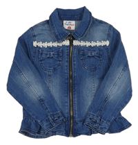 Modrá riflová bunda s kytičkami Topolino