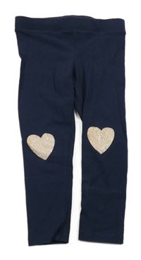 Tmavomodré legíny se srdíčky H&M