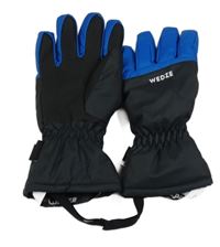 Černo-modré šusťákové funkční prstové rukavice s logem WEDZE