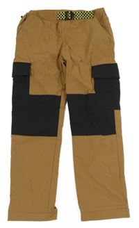 Hněd-černé šusťákové kalhoty H&M