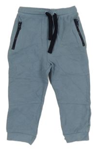 Modré žebrované tepláky se zipy Topomini